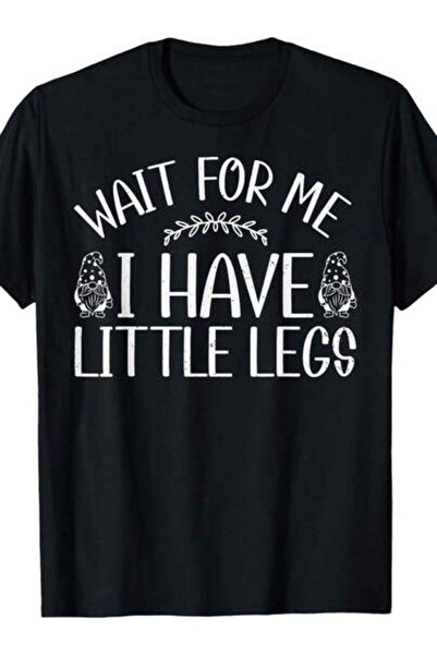 9JY تي شيرت Wait Me I Have Little Legs ذو ياقة دائرية وطباعة أنيقة، ملابس سفر...