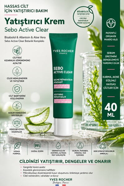 Yves Rocher Hassas ve Karma Ciltler İçin Kızarıklık Karşıtı Yatıştırıcı Yüz N...