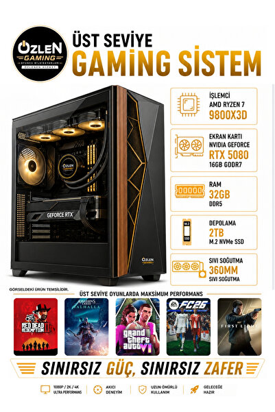 ÖZLEN XXL9 RYZEN 7 9800X3D RTX 5080 16GB 32GB DDR5 RAM 2TB M.2 SSD Üst Seviye...