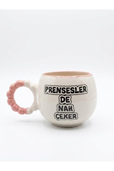 PALTO TASARIM Prensesler De Nah Çeker Handmade Cream Glossy Puff Mug - Handcr...