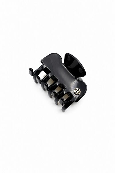 Sose Moda Metal Emblem Cut-Out Detailed Bone Clasp Buckle - Black