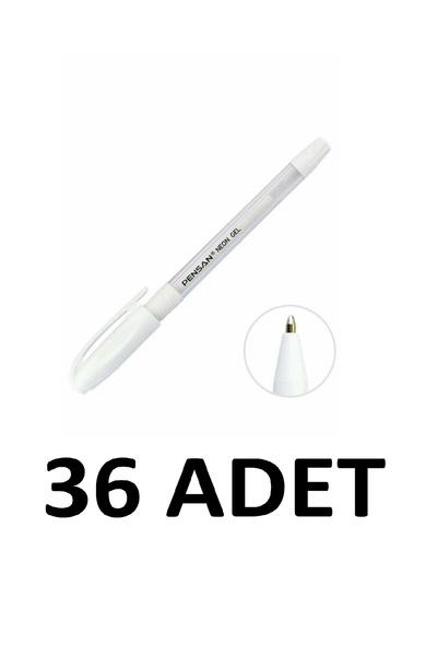 Pensan 36 Pieces Neon Jell Pen 1.0 mm White