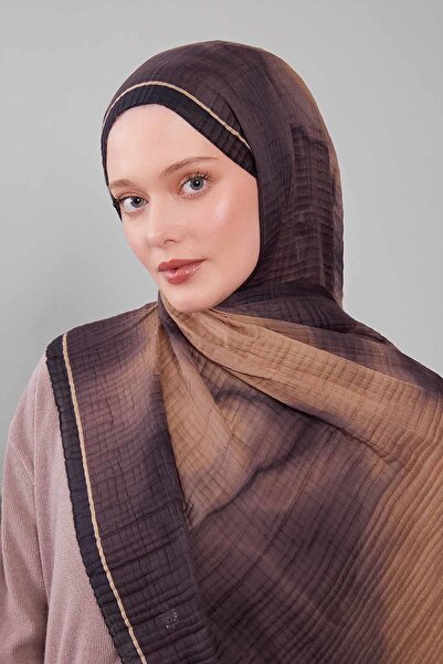 Levidor Gold Abstract Cotton Muslin Shawl