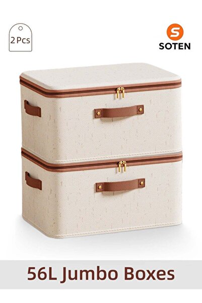 SOFTEN SOTEN 2 Pcs Jumbo Clothes Organizers Storage Box with Lids, Foldable S...