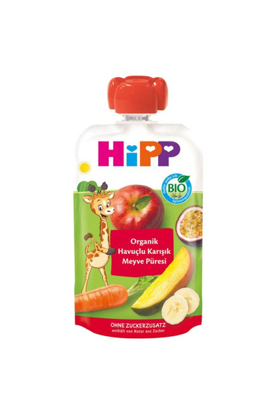 Hipp ORGANİK HAVUÇLU KARIŞIK MEYVE PÜRESİ 100 GR *3'LÜ