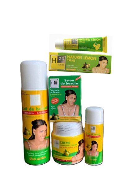 H20 Jours Natural Lemon Body Lightening 5 Pieces Set - Lotion, Cream, Oil, Tu...