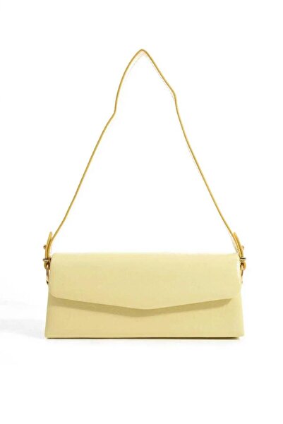 Miesse Women's Metallic Textured Flap Baguette Shoulder Bag - Yellow