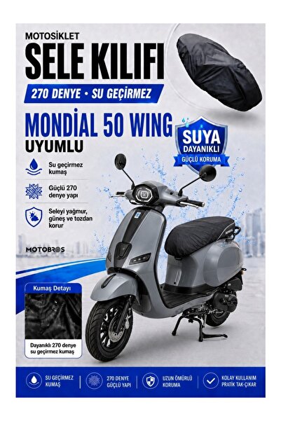 Motobros Motorcycle Saddle Cover Mondi̇al 50 Wi̇ng Compatible Waterproof Scoo...