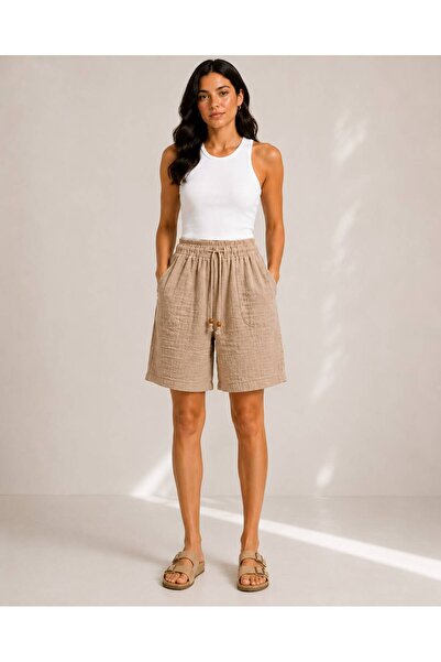 Rouge basıc 100% Cotton City Size Muslin Shorts