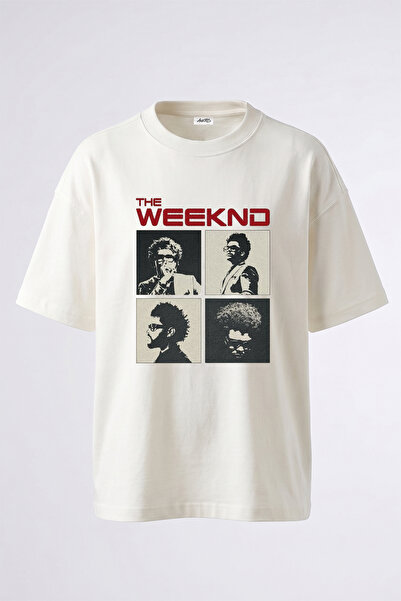 Anetos The Weeknd_20 Design Printed Oversize White T-Shirt