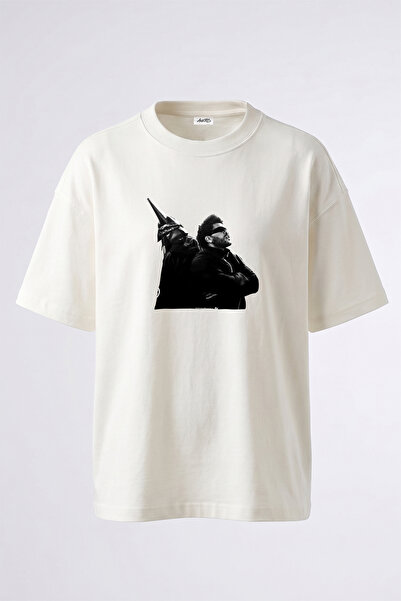 Anetos The Weeknd_39 Design Printed Oversize White T-Shirt