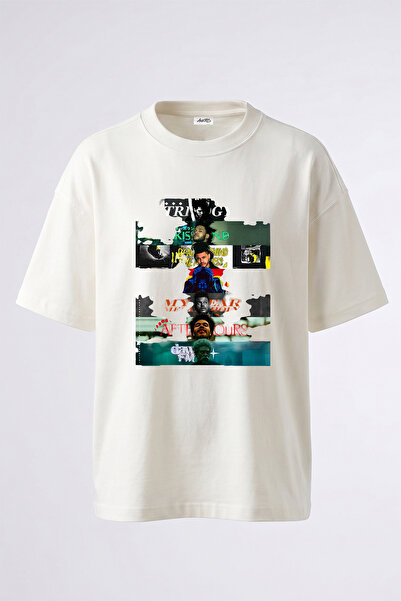 Anetos The Weeknd_62 Design Printed Oversize White T-Shirt