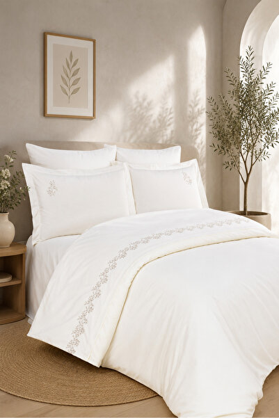 Bella Home Defne Double 6-Piece Embroidered Duvet Cover Set |   Soft Textured...