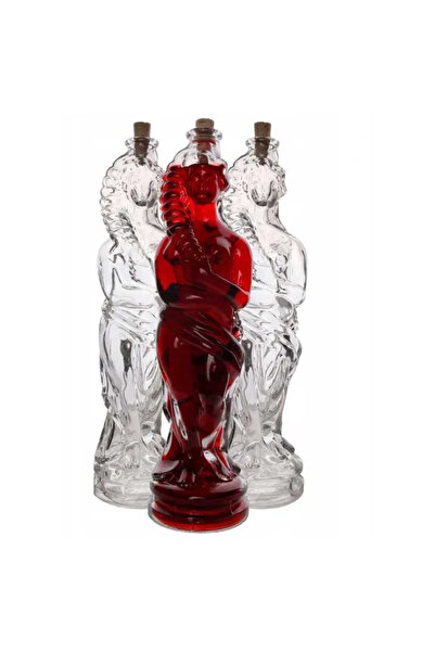LimArt Sticla decorativa din sticla groasa, forma femeie, cu dop din pluta, 8...