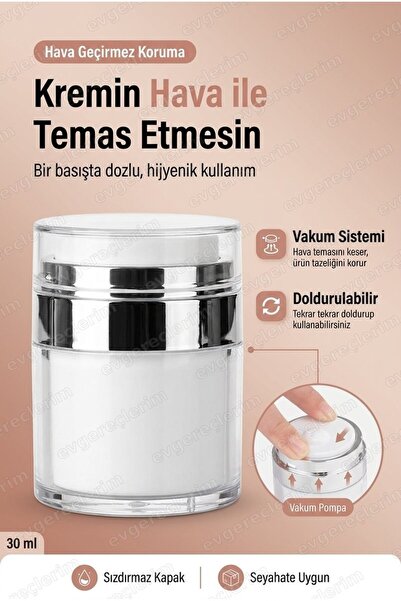 Evgereçlerim Vakumlu Krem Şişesi Doldurulabilir Seyahat Tipi Fondöten ve Sıvı...