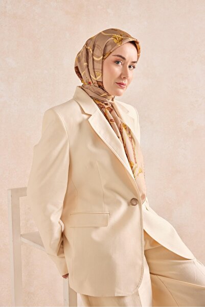 Silk Home Twill Silk Detailed Belt Scarf Beige 90X90