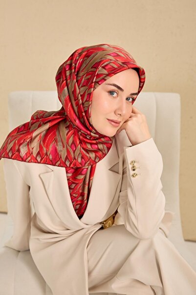 Silk Home وشاح حرير تويل سيرينيت أحمر فراولة 90x90