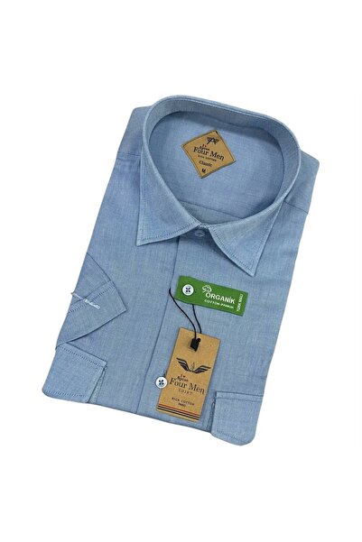 GÖMLEK GALERİSİ Men's Classic Wide Cut Plain Double Pocket Short Sleeve Cotto...