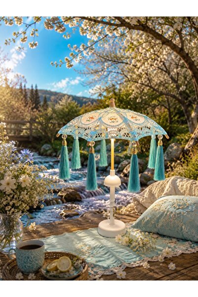 Missidea Vintage Aqua Bohem Dekoratif Şemsiye Lambası-