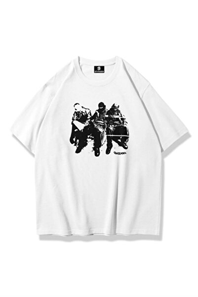 STYKEER Unisex Oversized T-Shirt "Old School" Printed Loose Fit White T-Shirt
