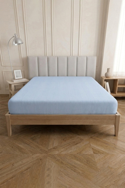 Loyal Home Cotton, Jacquard Elastic Bed Sheet Blue