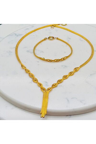 Adel Gold 14 Ayar Altın İtalyan Sarmal Top Detaylı Hasır Set 20.37 Gr