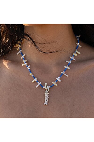 Mimoza Accessories Pearl and Stone Detailed Fish Necklace