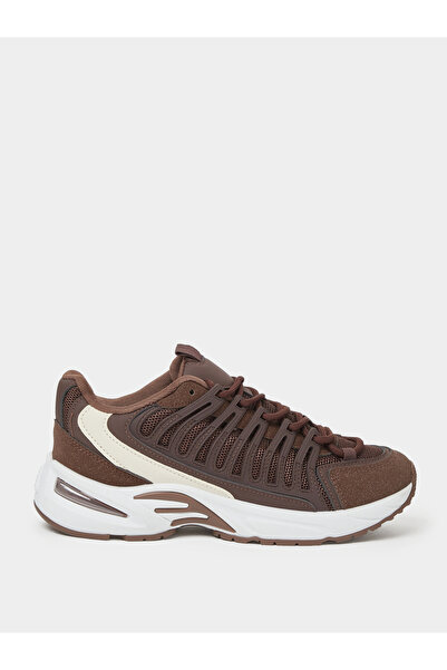 Styli Brown Textured Sporty Sneakers