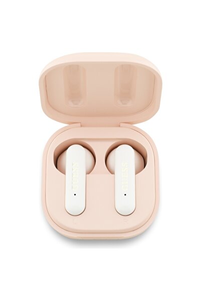 Guess Căști wireless TWS 4G cu logo metalic, roz, Bluetooth 5.4, 16 ore