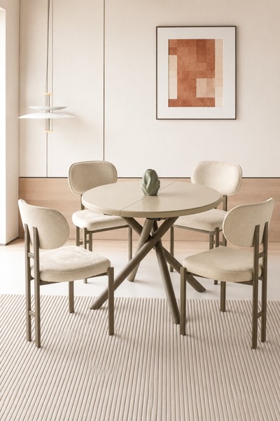 Lisso Home Duru Açılır Masa İtalyan Metal Ayak 100(+35) Çap Kum Beji Tabla-İt...