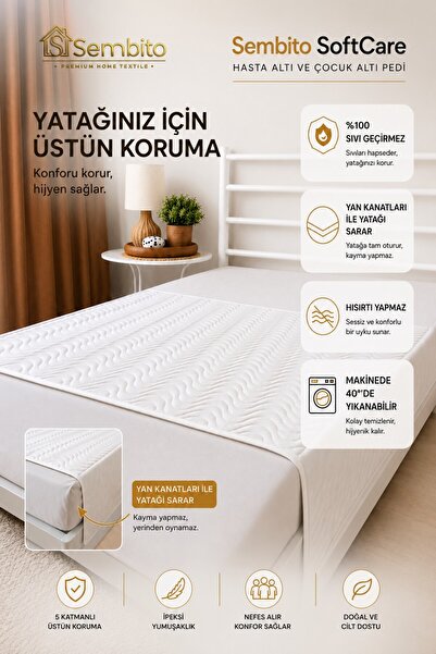 SEMBİTO SoftCare Hasta Altı ve Çocuk Altı Yatak Koruyucu Ped | 70×90 Cm | 5 K...