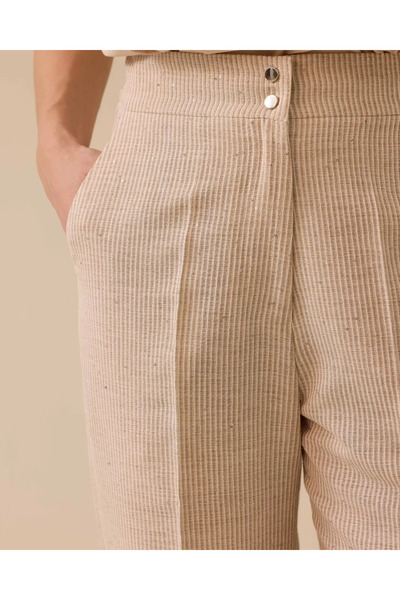 SEÇİL 1029 ÇİFT DÜĞMELİ IŞILTILI KETEN BOL PAÇA PANTOLON 10002511011029 #06-25#