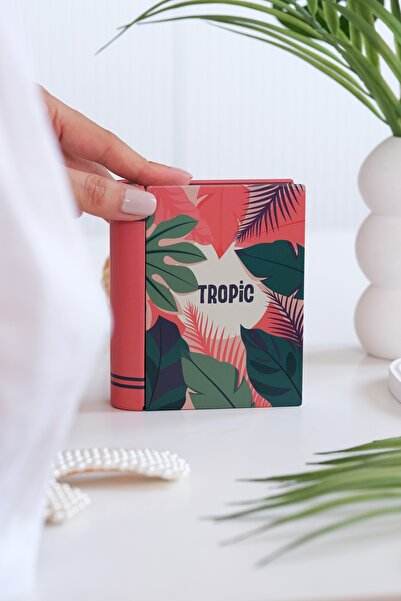 Daks Kitap Tasarımlı Mini Metal Saklama Kutusu 11x9x3 cm - Tropic Estetik Tak...