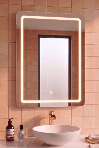 ROOMART Banyo Ayna Üst Dolabı, Gün Işığı Kumlamalı Dokunmatik Ledli Ayna, 60x...