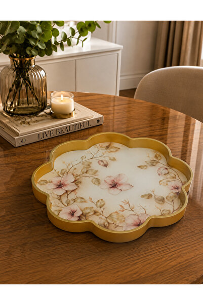 Zucci Home 36 cm Decorative Glass Presentation Tray |   Floral Vintage |   De...