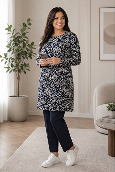 THEBEK Women's Tunic Dress - Comfortable Fit - Plus Size - Patterned - Oversi...