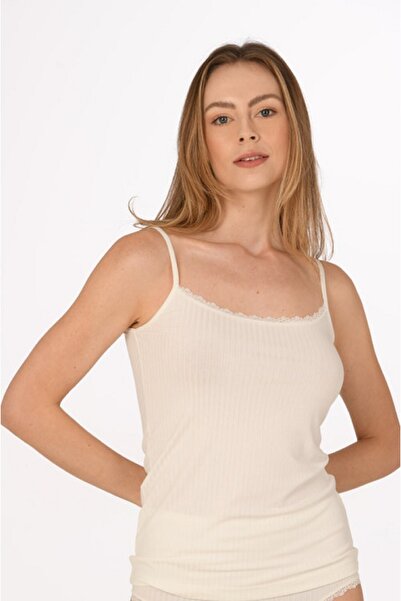 Anıt 6 Pieces Thin Strap Collar Lace Derby Woven Bamboo Women's Undershirt 96...