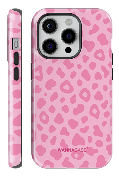 WANNACASE iPhone 16 Pro Max Pink Leopar Çift Katmanlı Essential Tough Telefon...