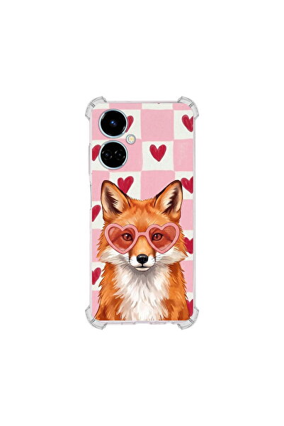 PrintiFy Tecno Camon 19 Pro ile Uyumlu Pembe Pötikare Serisi Tatlı Kurnaz Tas...
