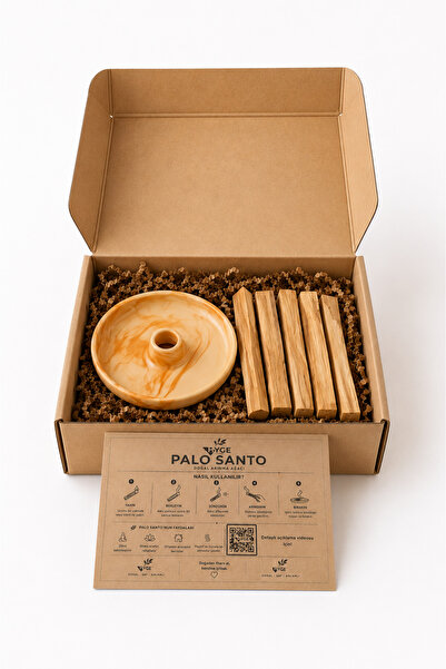 Palo Santo Mini Tütsü Seti, Seramik Tütsülük ve 5 Adet Doğal Palo Santo, Hediyeli