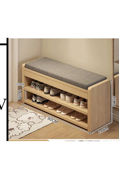 No branded Wooden Shoe Rack Bench Entryway Storage Organiser 80x43cm, yellow ...
