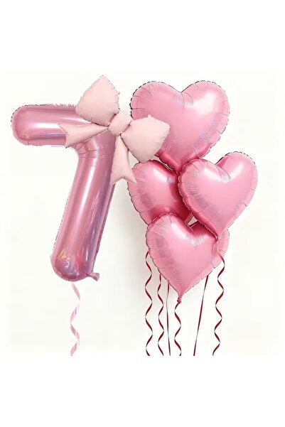 ÇITIPITISTORE Pink Number Bow Heart Birthday Age Celebration Party Set