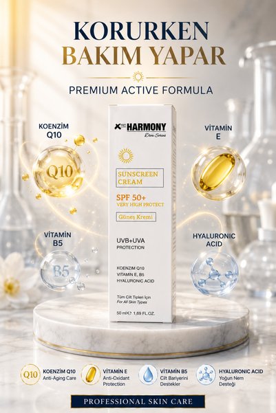 PROHARMONY Spf 50+ Sunscreen Very High Protection Uva+Uvb Q10 Vitamin E Hyaluronic Acid 50 ml