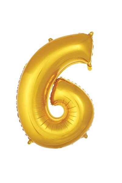 Parti Dükkanı 40 Inch 100 cm Gold 6 Number Foil Balloon Helium Compatible Bir...