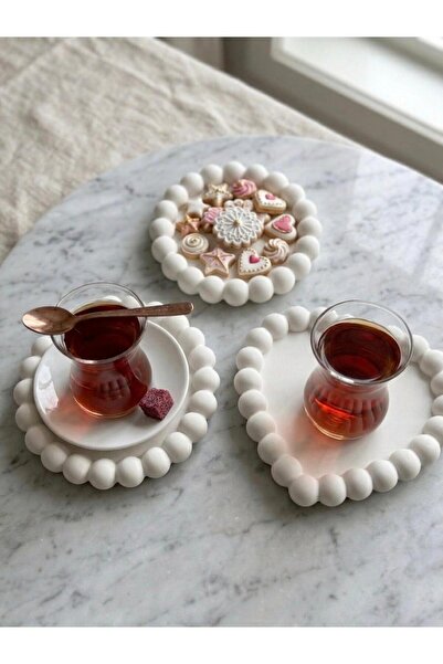 MiniStone Kendin Boya Taş Tozu Bubble / Balon Kenarlı Sunum Tepsisi ve Çay/Ka...