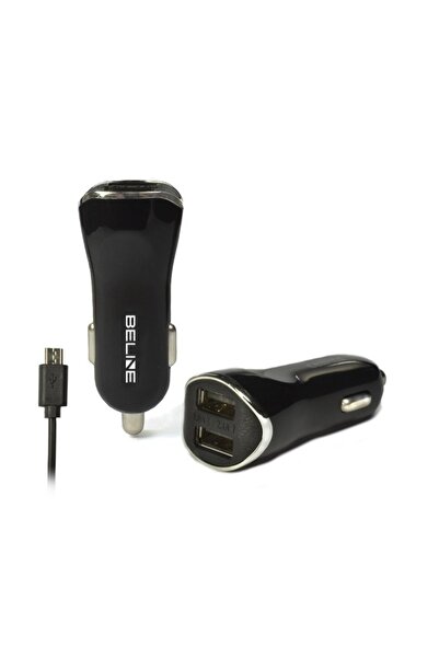 Beline Încărcător auto 2x USB-A 1A cu cablu Micro USB de 1m, Negru