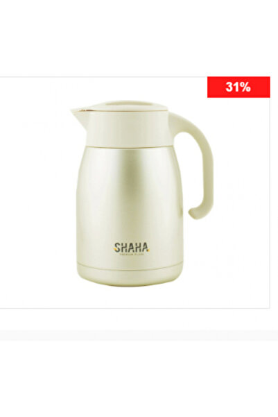 SHAHA Thermos for Beverages with Filter, 1.1 Liter, Stainless Steel, Light Pearl