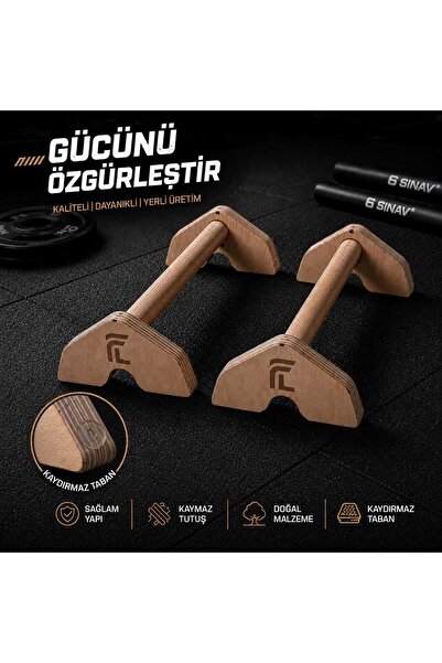 Fitladder Ahşap Push Up Bar – Dayanıklı Paralel Bar - Şınav Barı (23-38-53 cm)