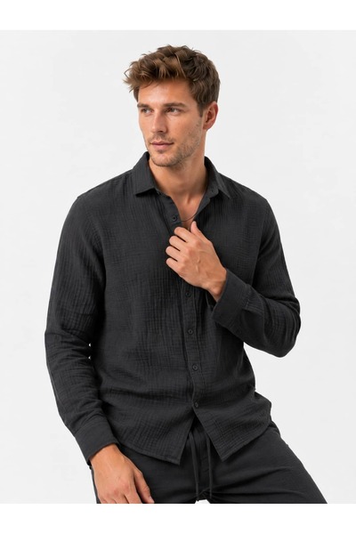 Wise Men's Long Sleeve Muslin Shirt