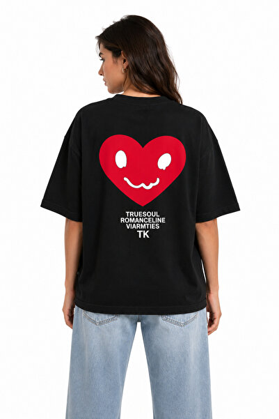 Compostela Unisex Women's Men's Tk Red Heart Back Printed Oversize Thick Fabr...